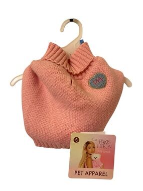Paris Hilton’s “Pets Love It” small pink ribbed turtleneck sweater for pets- NWT